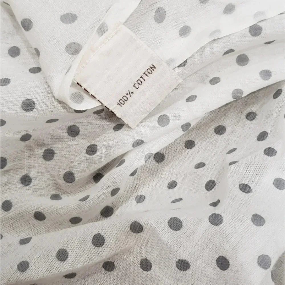 ES White Polka Dot Cotton Blanket Scarf